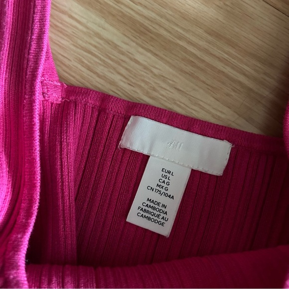 H&M Light Ribbed Cerise Cropped Top Large - Picture 3 of 7